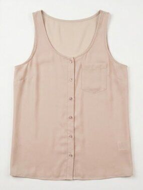 ✨️ Pink Martini Sheer Blush Pink Button-Front Tank